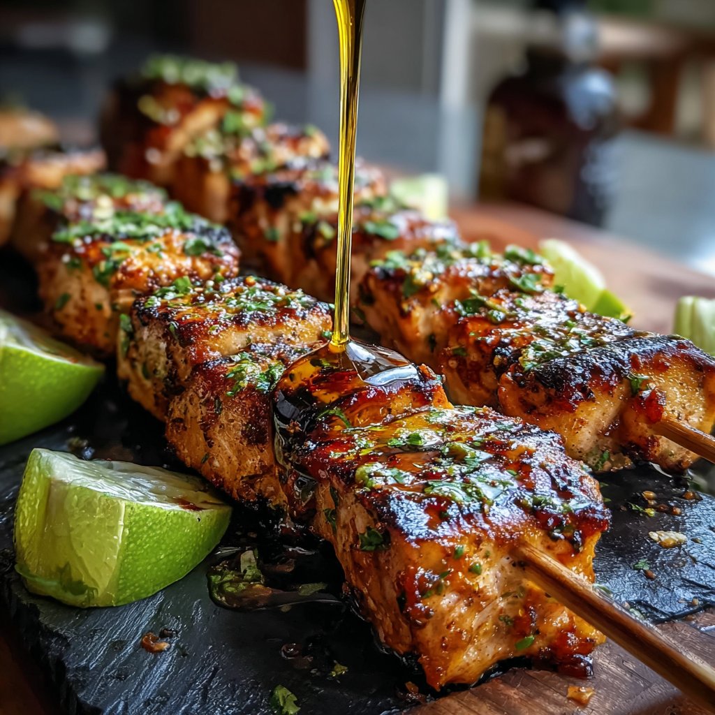 Spicy Lime Salmon Skewers