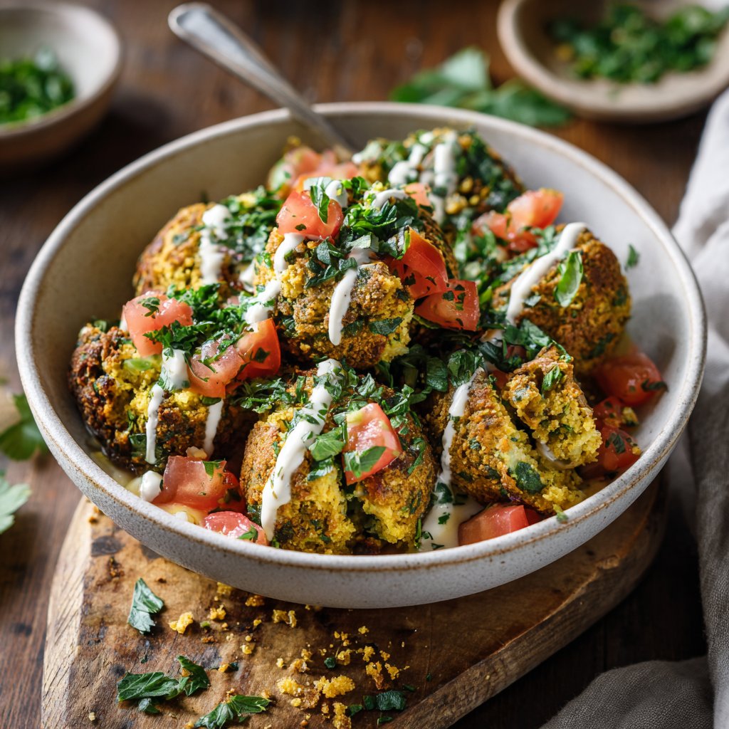 Crispy Baked Falafel Bowls